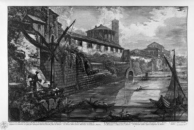 View of the Ancient Substructures Built by Tarquin the Proud Called the Beautiful Shore, or as Others Say Erected by Marcus Agrippa in the Time of Augustus, on the Occasion When He Cleared All the Sewers to the Tiber. A. Outlet of the Cloaca Maxima to the  by Giovanni Battista Piranesi
